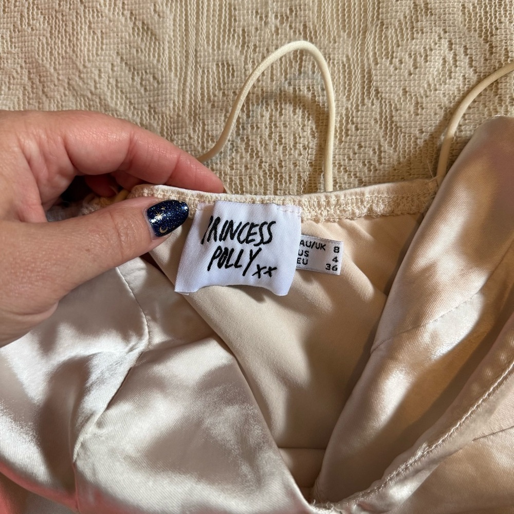 Princes Polly Stargazing satiny champagne slip dress - Picture 4 of 11
